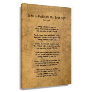 Do Not Go Gentle into That Good Night Poem Inspirational Quotes Poster Canvas Wall Art Prints Picture Modern Yellow Vintage Painting Decor Framed 16x24 inch(40x60cm)