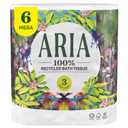 Aria 100% Recycled Toilet Paper, 6 Rolls, 3-Ply Soft Bath Tissue, Paper Packaging