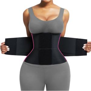 FeelinGirl Waist Trainer Belt Waist Cincher Trimmer Ab Belt Tummy Control Body Shaper with Triple Wrap Women and Men (Large, Purple)