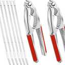 Nut Crackers, 8Pcs Multi-Purpose Stainless Steel Seafood Pecan Cracker, Non-slip Handle Walnut Cracking Tools (Red)