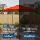 9' Solar LED Patio Umbrella with Tilt & Crank|8 Sturdy Ribs,UV Protection,Outdoor Market Table Umbrella for Deck,Lawn,Pool,Backyard(Orange)