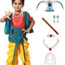 Ezuwail Lord Krishna Costume for Baby Boy Janmashtami, Krishnaleela & Kanha Dress Kids with Dhoti Set (Yellow)