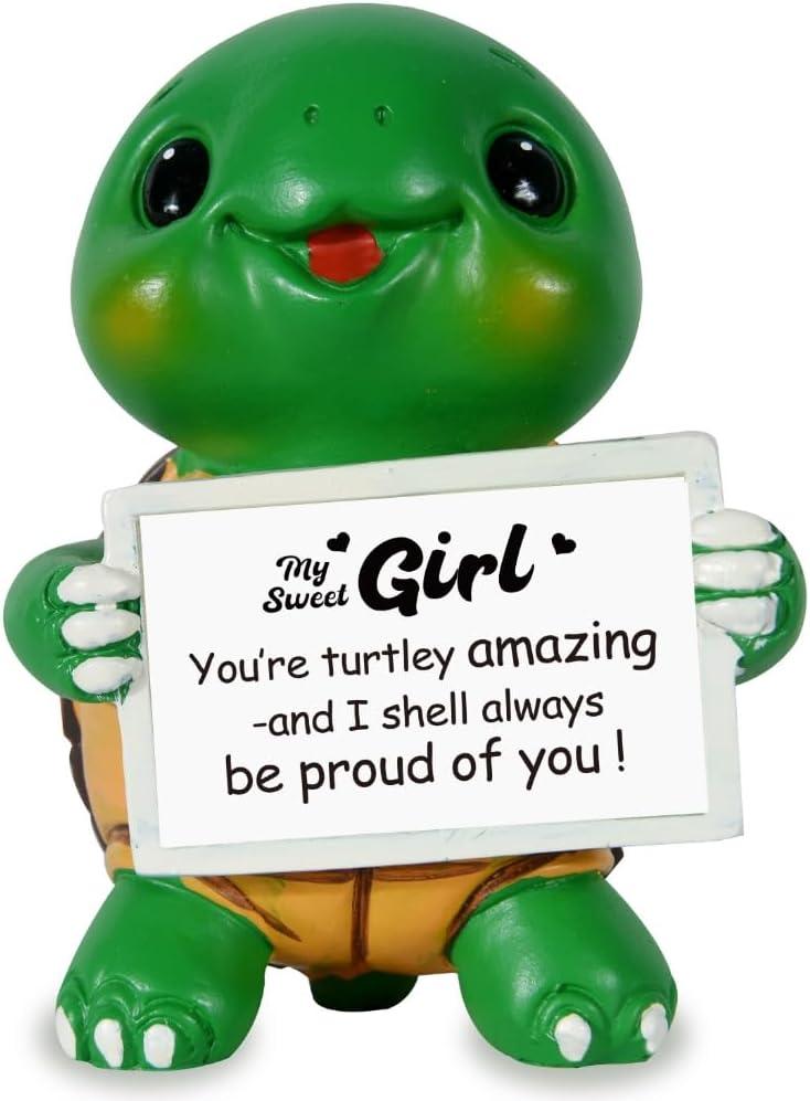 iStatue My Sweet Girl Turtle Figurine Gift from Mom & Dad, You're Turtley Amazing, 4-inch Resin Turtle Desk Decor for Daughter, Granddaughter, Mentor Gift (Daughter)