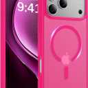 Magnetic for iPhone 17 Pro Case, [Anti-Slip] [Military-Grade Drop Protection] [Camera Protection] Skin-Friendly Slim Matte Shockproof Protective for iPhone 17 Pro Phone Case, Hot Pink