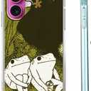 Cute Frogs Case for iPhone 16,Aesthetic Animal Pattern,Cool Soft TPU Bumper Case Compatible with iPhone 16