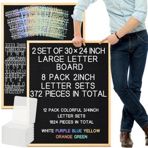 BBTO Large Felt Letter Board Sign 24 x 30 Inch, Changeable Letter Board with Boxes, Large Felt Menu for Restaurant Announcements, Restaurant Menus(2 Pcs,Black)