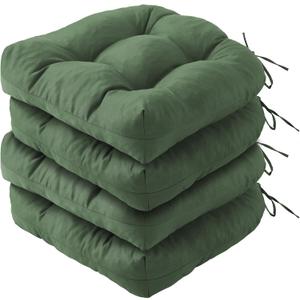 IPYNBAP Outdoor Chair Cushions Set of 4, Patio Chair Cushions with Ties, 19x19+5 Tufted Outdoor Seat Cushions, Waterproof Patio Furniture Cushions, Outdoor Dining Chair Pads, Forest Green