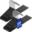 20 Pack Open Ended Pants Hangers with Non Slip Design,Suitable for Trousers,Jeans,Towels for Closet Space Saving,Durable Metal Material with Rubber Coating (Black)