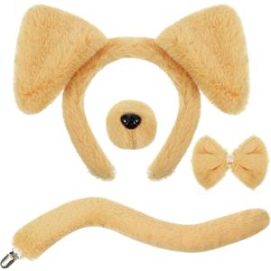 SATINIOR Puppy Dog Costume Set Ears Headband Nose Bow Tie Tail Animal Cosplay for Halloween