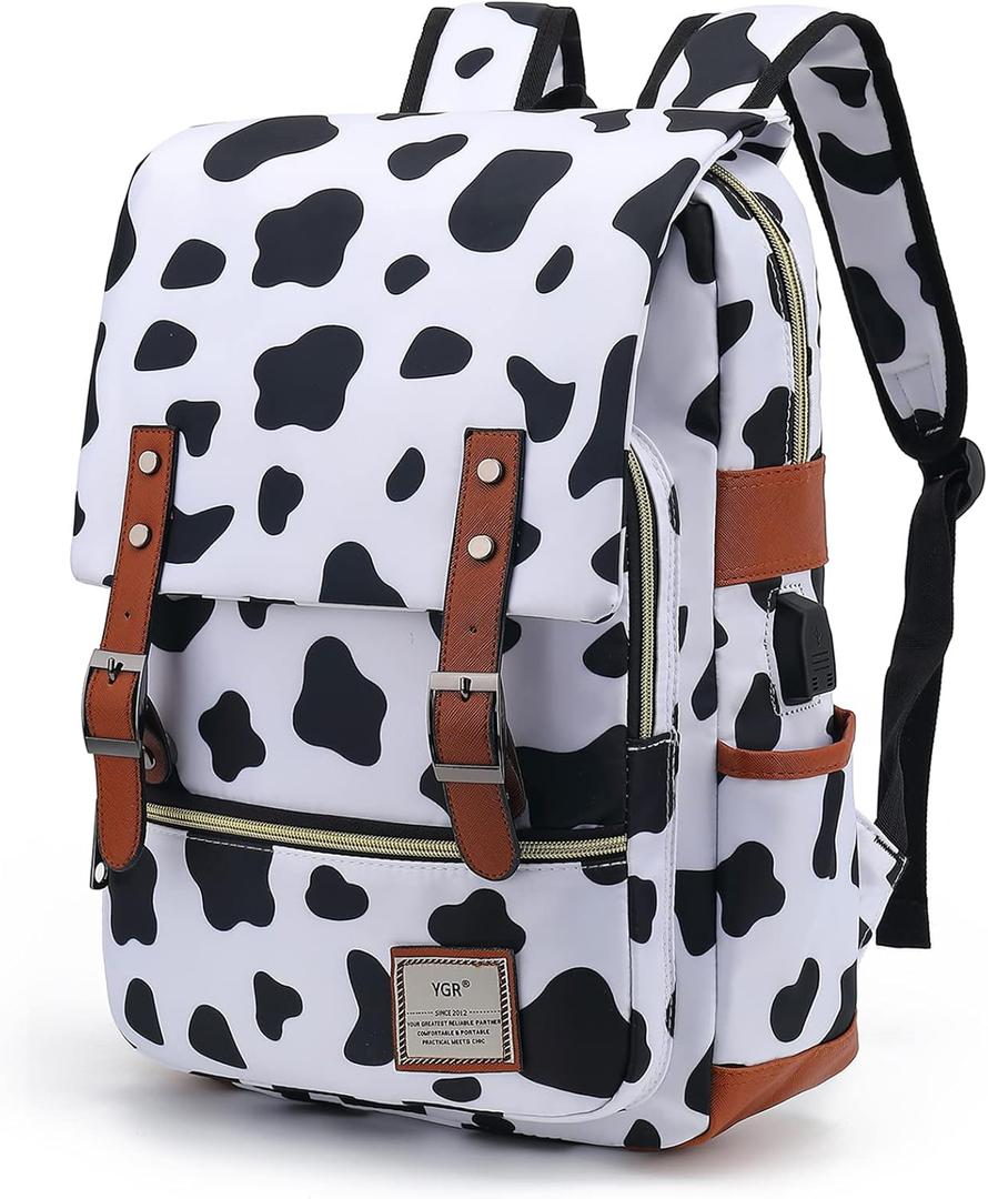 YGR Floral Laptop Backpack for Women, Female, School, Travel, Business, Outdoor Sports, Office, Work (Cow)