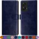 SUANPOT for Moto G Stylus 5G 2024 Wallet case with RFID Blocking Credit Card Holder,Flip Book PU Leather Protective Cover Women Men for Stylus 5G 2024 Phone case Blue