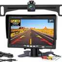 Kairiyard License Plate Backup Camera with 7 Inch Monitor, HD 1080P Reverse Camera Waterproof DIY Grid Lines No-Delay Wired Rear View Camera System for Truck Car SUV