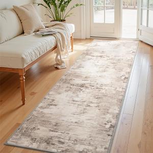 MontVoo 2x8 -Washable Runner Rug for Hallways-Non Slip Soft Bedside Bedroom- Entryway Laundry Room Stair Kitchen, Brown&Beige (Autumn Leaves)