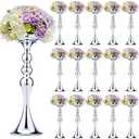 Sadnyy 16 Pcs Metal Flower Arrangements Stand Metal Wedding Centerpiece Stand Tall Table Decor Flower Vase for Wedding Reception Centerpieces Event Party Hotel Home Decor(15 Inch,Silver)
