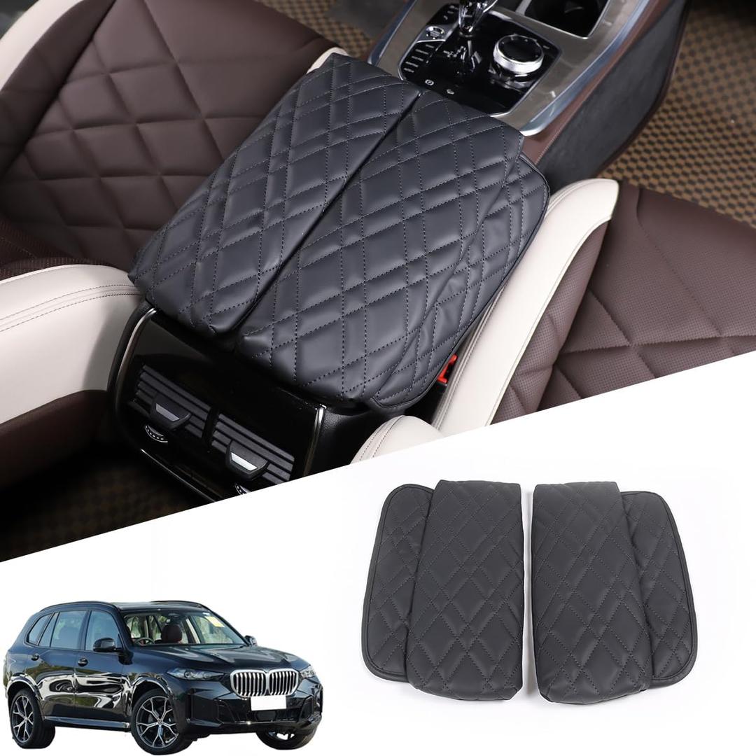 Car Center Console Pad for BMW X5 G05 X6 G06 X7 G07 2019-2023 Car Armrest Cover Leather Cushion Waterproof Car Armrest Seat Box Protector Accessories (Style B)