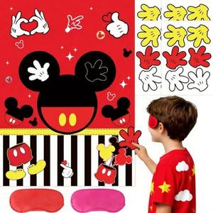 Cute red Mouse Birthday Party Decoration Game, pin The Palms on The Mouse with 24 Stickers, red Poster Party Favors,Kids Games,Party Games