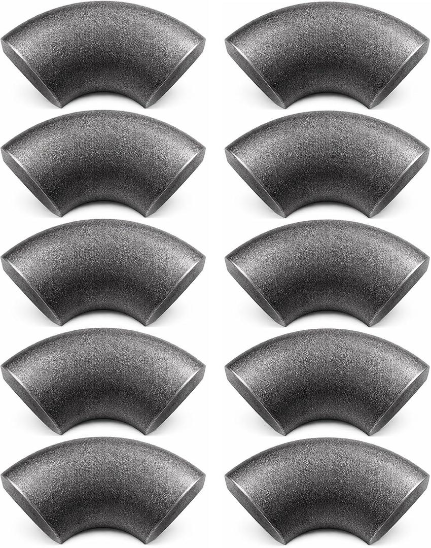 10 Pack 1" Carbon Steel 90° Butt Weld Elbow, Beveled Ends, Weldable Pipe Fitting, Sandblasted & Oiled Finish for Structural, Industrial, Fabrication Use
