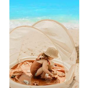 Beach Pool- Kiddie Pool - 3 Water Filling Bags- 1 Large and 2 Small- Todler Baby Beach Pool- Beach Toys (Sand (W/Shade))