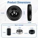 4.80/4.00-8 Flat Free Wheelbarrow Tire and Wheel (2-Pack) | 16" Solid Puncture Proof Tires with 5/8" & 3/4" Bearings, 3"-7" Adjustable Hub, Universal Fit for Garden Cart & Hand Truck