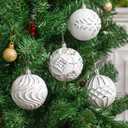 3.15" White Silver Christmas Ornaments Set, 16 Pcs Vintage Rustic Farmhouse Shatterproof Distressed Ball Decorations for Antique Xmas Tree Holiday Decor