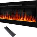Electric Fireplace 60" Upgrade Fireplace Heater Recessed & Wall Mounted, 750/1500W Linear Fireplace LED Electric Fireplace Insert with 12 Adjustable Flame Colors, Bracket,Timer, Remote Control, Black