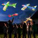 2 Launcher - 4 Pack 14.5" Lighted Easter Airplane Launcher Toys for Boys Kids Gifts Easter Basket Stuffers Essential, LED Foam Glider Catapult Plane Flying Toy for Kids Party Favors Outdoor Games