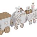 NUOBESTY 4pcs/Set Wooden Train Toy Christmas Train Toy Creative Birthday Present Decorative Tabletop Ornament for Cafe Bar Home(White)