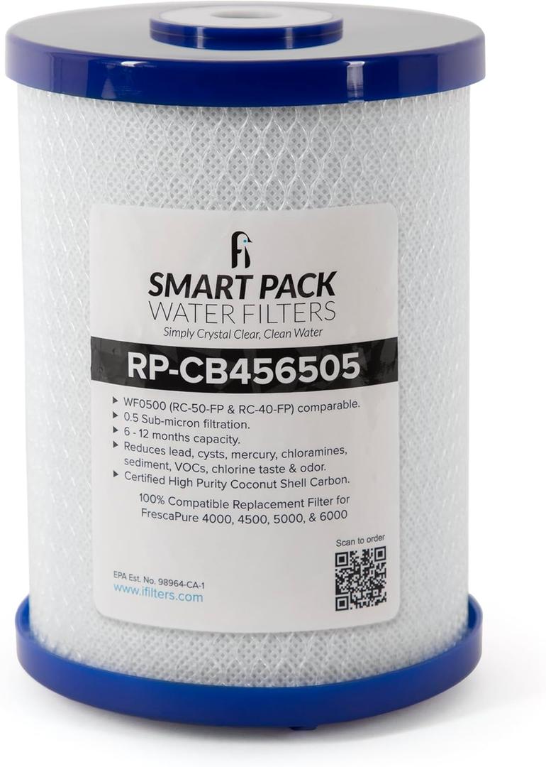Smart Pack Water Filters iFilters High Purity Coconut Shell Activated Carbon Water Filter - 750 GPD Life Span - 0.5 Micron - Compatible with Frescapure 4000 4500 5000 6000 Models