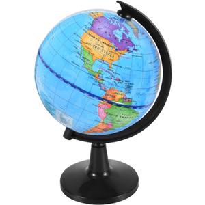 KISEER Rotating World Globe 4 Inch Spinning Earth Globe with Stand for Kids Learning Geography Classroom Education or Office Home Decorations (Blue)