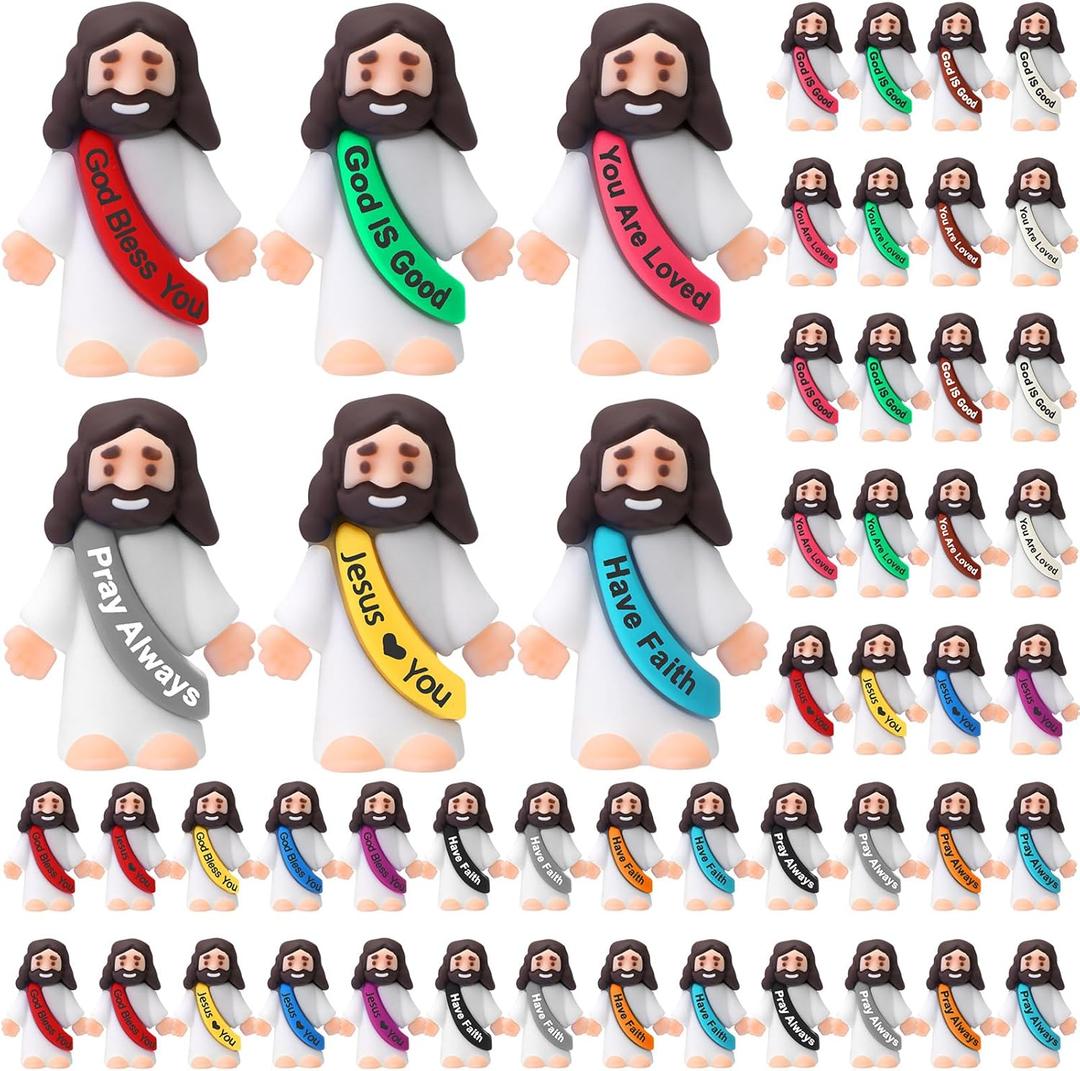 Bememo 100 Pcs Little Jesus Figures Original Design Mini Jesus Figures Toys to Hide and Seek Sunday School Baptism Share Gifts Stuffers Religious Party Favors