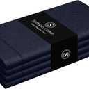Napkin 100% Cotton 18 Inch x 18 Inch Hemstitch Dinner Napkins, Decorative Washable Cloth Napkin Set of 4 for Dining, Buffet Parties & Camping - Navy Blue