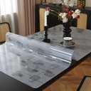 OstepDecor Geometric Table Protector 42 x 90 Inch, 1.5mm Thick Plastic Table Cover, Waterproof Dining Tabletop Protector Rectangle Vinyl Tablecloth PVC Desk Pad Mat for Kitchen, Wooden Table