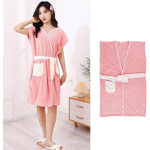 1Pc Soft and Fluffy Coral Fleece Bathrobe Suitable for Home Use Bath Towel and Casual Loungewear 140 * 93cm