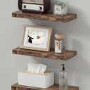Easy Install Floating Shelves, 15.7 Inch Wall Mounted Wooden Shelf, Small Hanging Shelf for Home Decor, Books and Storage, Organizer for Bedroom, Bathroom, Kitchen, Set of 3, Vintage Brown