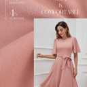 Bbonlinedress Women Midi Vintage Cocktail Party Tea Dress Short Sleeve Formal Wedding Guest Church Modest Dress (Pink, XL)