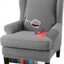 Granbest Premium Water Repellent Wingback Chair Cover 2-Piece High Stretch Jacquard Fabric Wing Back Chair Slipcovers (Wing Chair Cover, Light Gray)