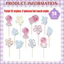 24 PCS Jellyfish Bubbles Flowers Cupcake Toppers Under The Sea Bottom Theme Cake Decorations for Wedding Bridal Baby Shower Birthday Party