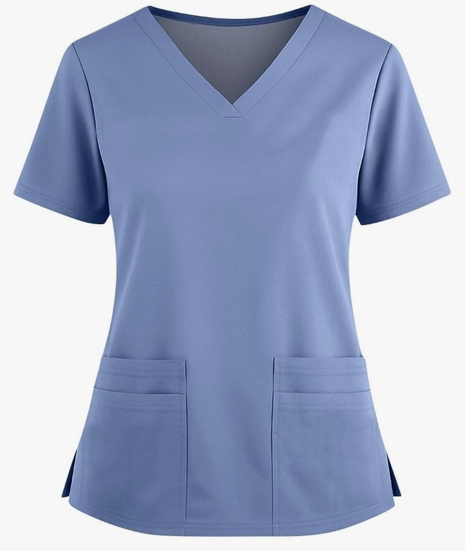 Scrubs Tops For Women Solid Breathable Short Sleeve Scrub Comfortable Medical Uniform Beauty Care Workwear Size S