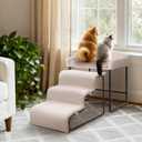 Dog Window Perch with Stairs,Pet Steps for Small Dogs &Cat,Pet Bunk Bed Dog Steps with Seat Elevated Platform Bed Indoor Dogs Ramp Ladder with Foam Upholstery