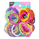 Goody Kids Ouchless Hair Elastics No Pull, No Breakage, Tangle-Free Hold for Fine Hair 60 Count, Assorted Colors, Long-Lasting Ponytail Holders for Girls & Boys