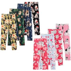 Chicduo 8 Pack Girls Printed Leggings Yoga Pants for Kids Full Length Stretchy Cute Leggings in 9-10 Years