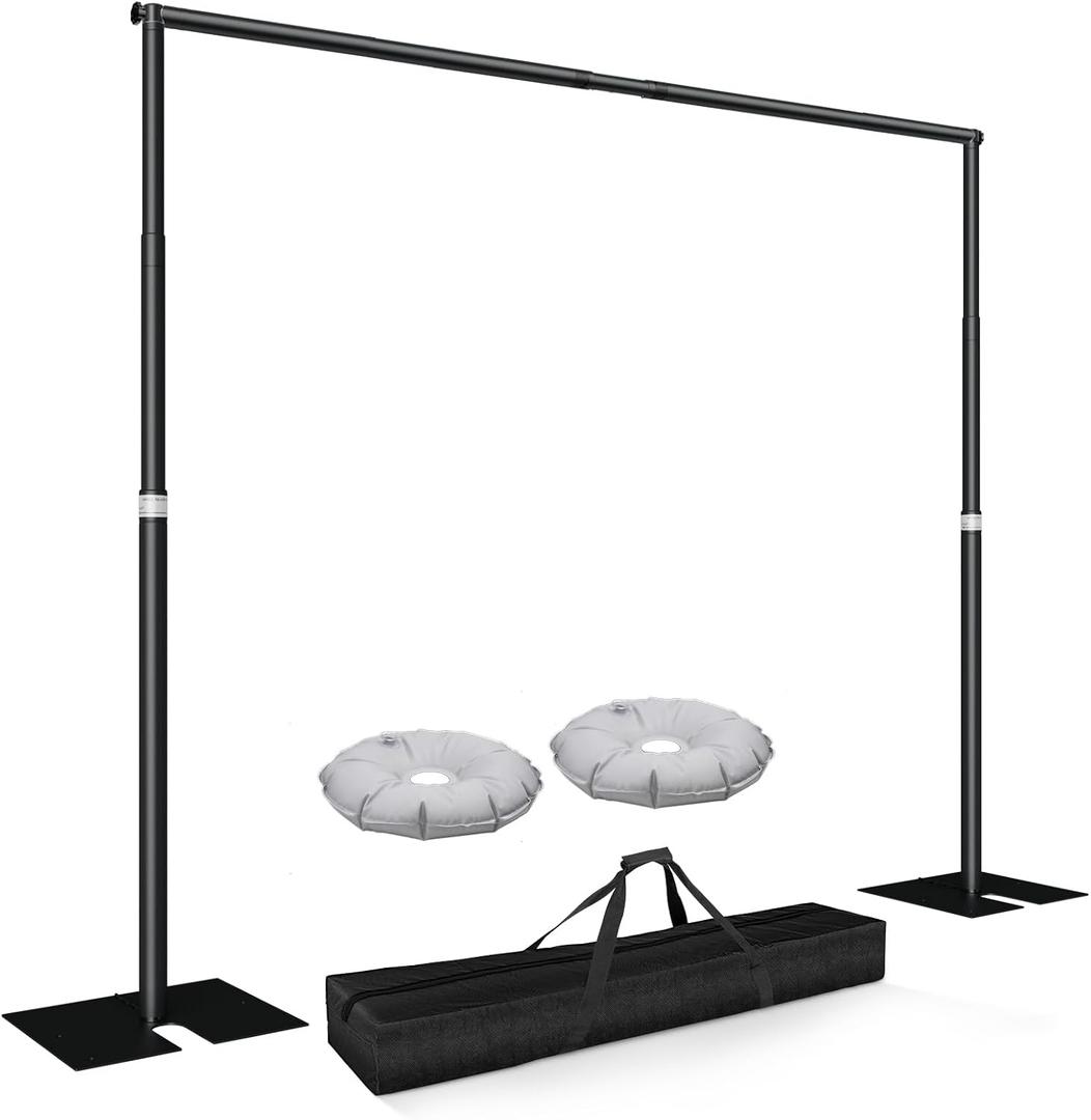 Pipe and Drape Backdrop Stand Kit 10x10ft, Heavy Duty Back Drop Adjustable Stand with Carry Bag, Metal Background Frame for Parties Wedding Birthday Decoration Photography Photo Booth Video