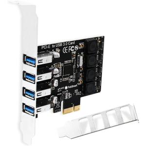 PCIE 4-Ports Superspeed 5Gbps USB 3.0 Expansion Card for Windows 11, 10, 8.x, 7, Vista, XP Desktop PCs, Built in FebSmart Self-Powered Technology, No Need Additional Power Supply (FS-U4L-Pro)