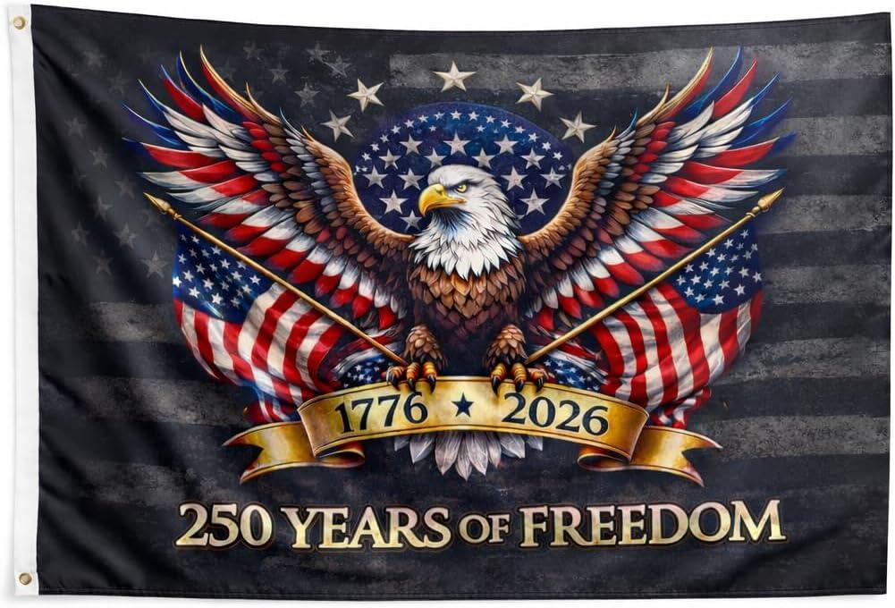USA 250th Anniversary Flag 3x5 FT, Single Layer Lightweight Outdoor Patriotic Flag, Fade Resistant American Independence Day 17762026 Flag