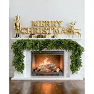 12FT (2 * 6FT) Artificial Christmas Garland, Real Touch Norfolk Pine Greenery Garland, Ultra Full & Lush Unlit Garland for Door, Mantle, Fireplace, Stair, Indoor Outdoor Xmas Decorations