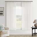 Pinch Pleated Semi Sheer Linen Curtains 63 Inch Length for Living Dining Room Kitchen Light Filtering Pinch Pleat Linen Drapes Back Tab 2 Panels Boho Farmhouse Cream Ivory Window Curtains 40x63 (Natural)