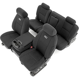 Rough Country Neoprene Seat Covers for Chevy Silverado & GMC Sierra 1500/2500HD (2007-2013) - Waterproof & UV Resistant, Foam Padded, Front & Rear Seat Cover Set