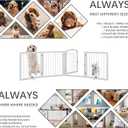 JSB 96-inch Extra Wide 30-inch Tall Dog gate with Door Walk Through, Freestanding Round Tube Pet Gate for Halls Stairs, Puppy Safety Dog Fence with 2PCS Support Feet (White)