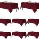 sancua Tablecloths for 8 Foot Rectangle Tables, 8 Pack - Washable Polyester Fabric Table Cloth for Chirstmas Party, Birthday, Banquet Reception, 60x120 Inch Burgundy