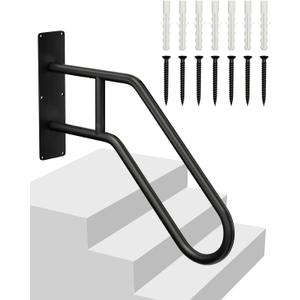 Handrails for Outdoor Steps Stair Railing Indoor, 1 to 3 Steps Stairs Wall Mounted Metal Handrail for The Elderly, Kids, Disabled, Pregnant Women